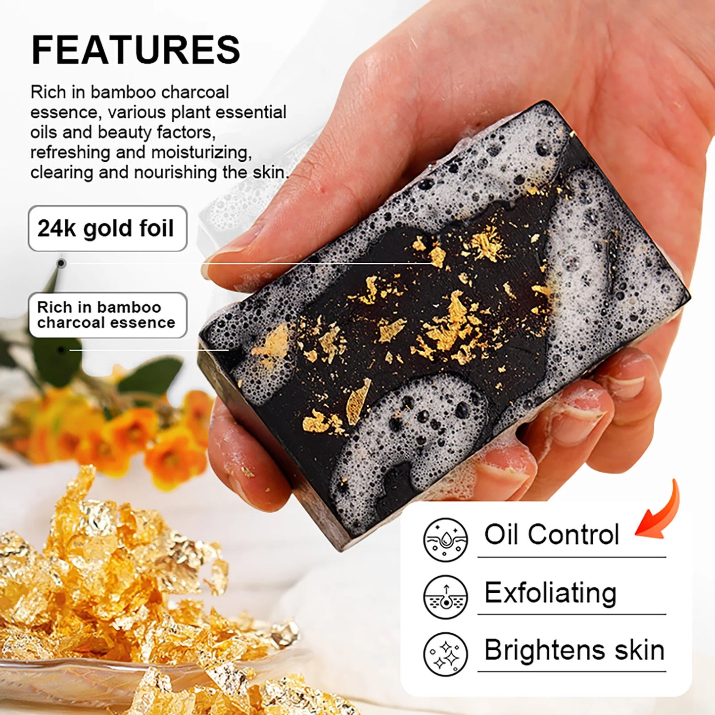 24K Gold Foil Whitening Soap