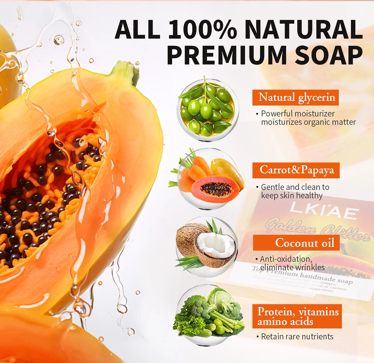 Natural Carrot Papaya Handmade Brightening Soap