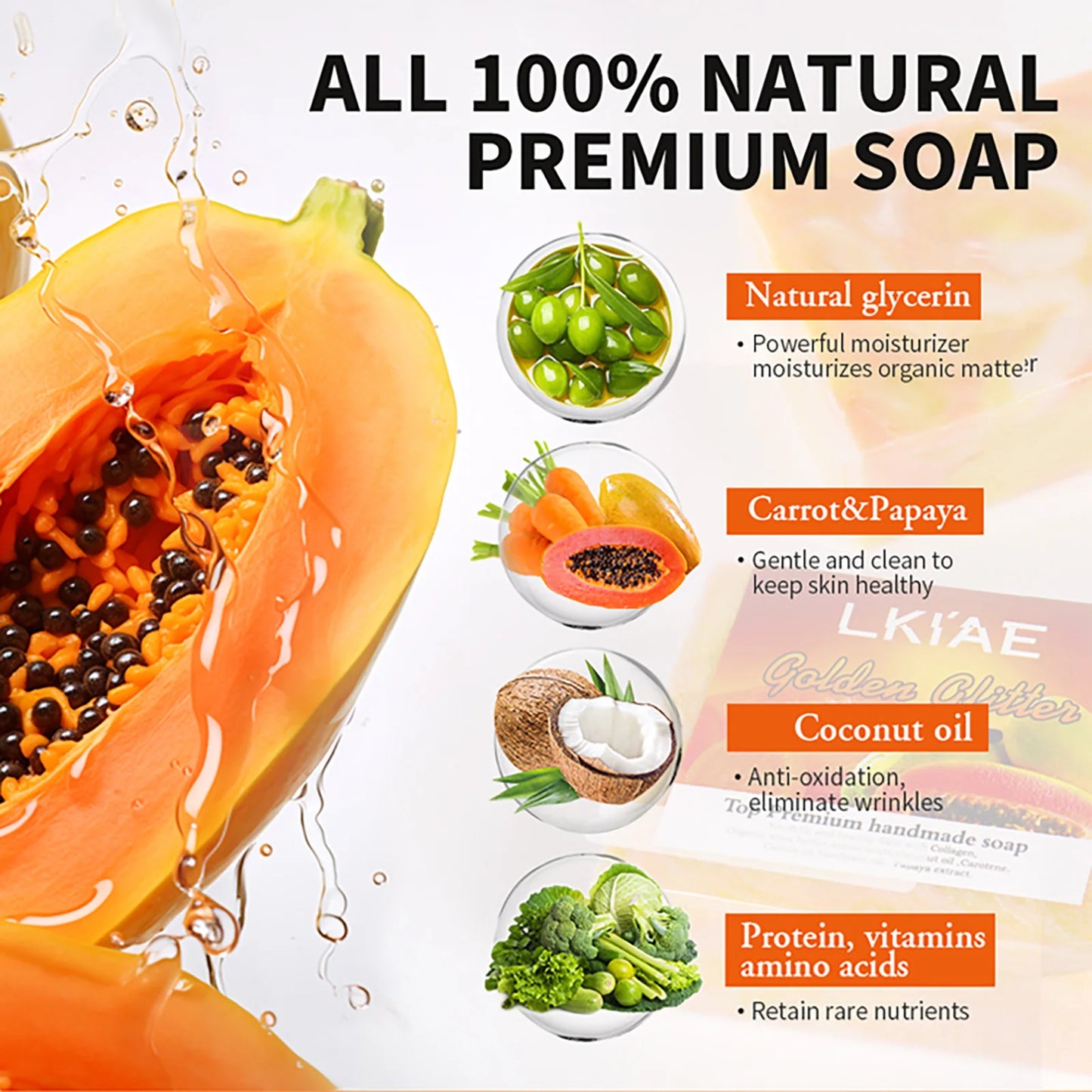 Natural Carrot Papaya Handmade Brightening Soap