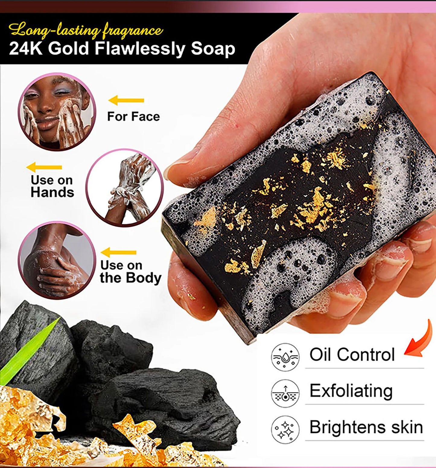 24K Gold Foil Whitening Soap Bar