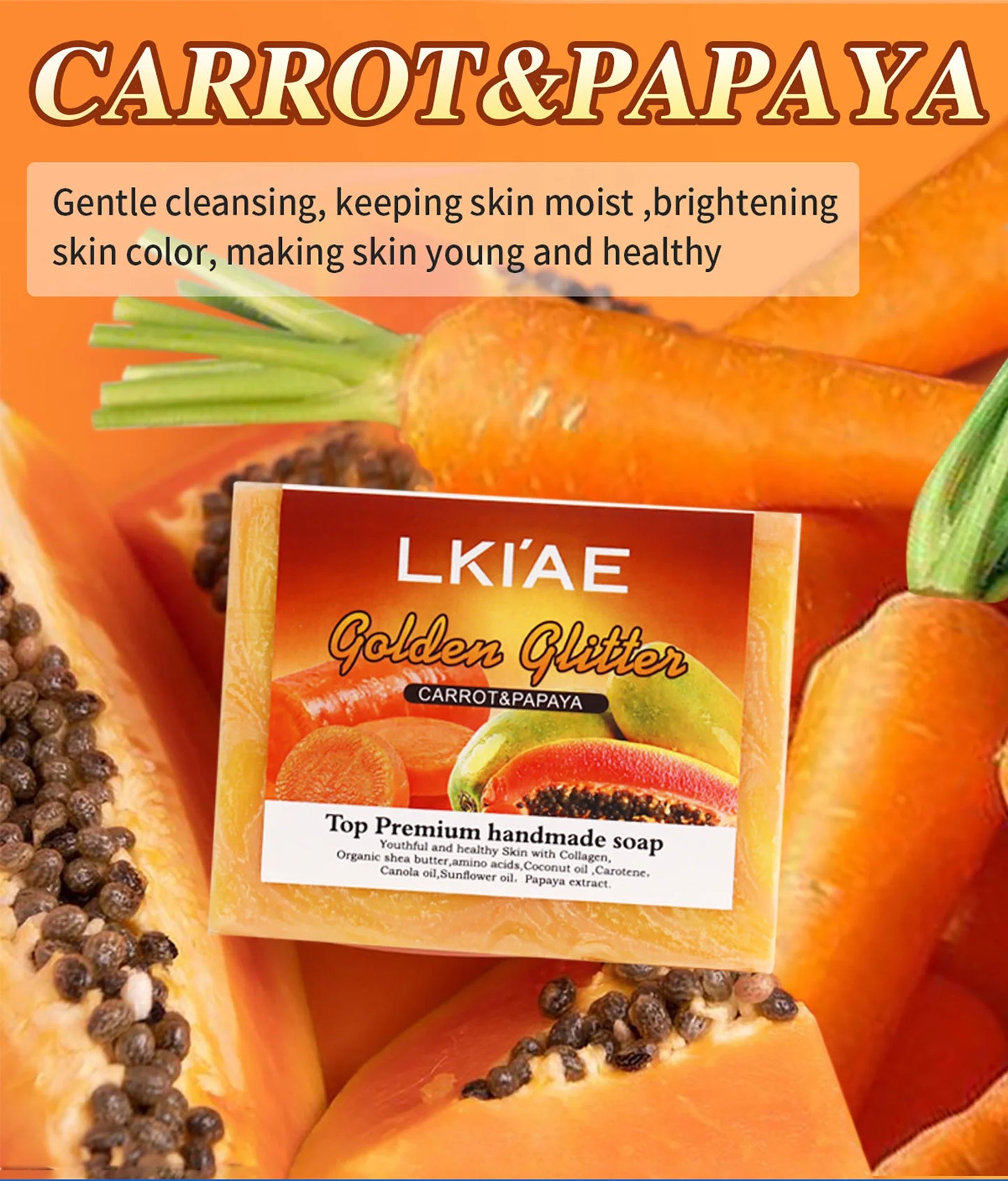 Natural Carrot Papaya Handmade Brightening Soap